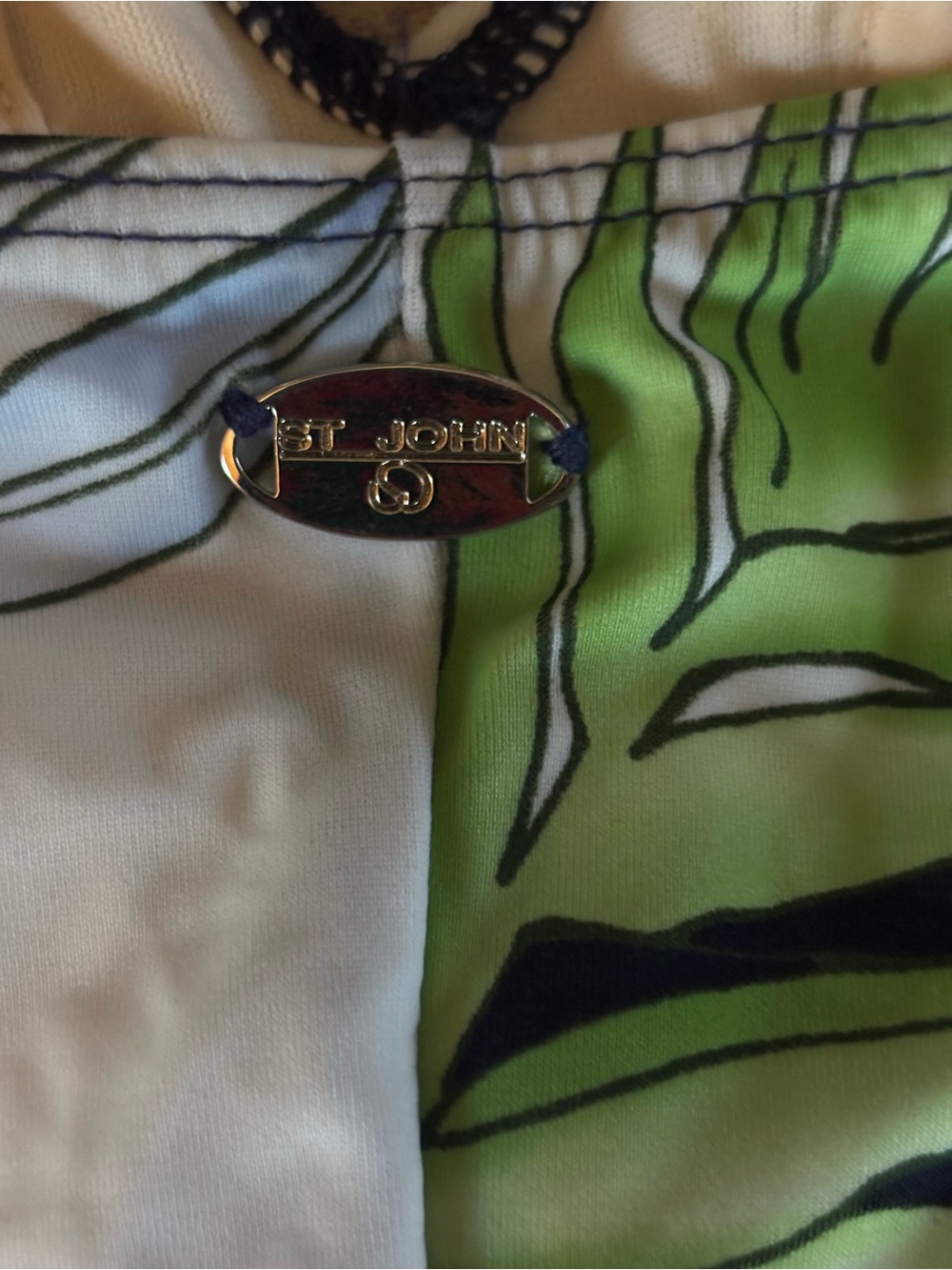 NWT St John Women’s Floral & Zebra Halter One-Piece Swimsuit Blue/Green/Black 12 - Picture 3 of 7
